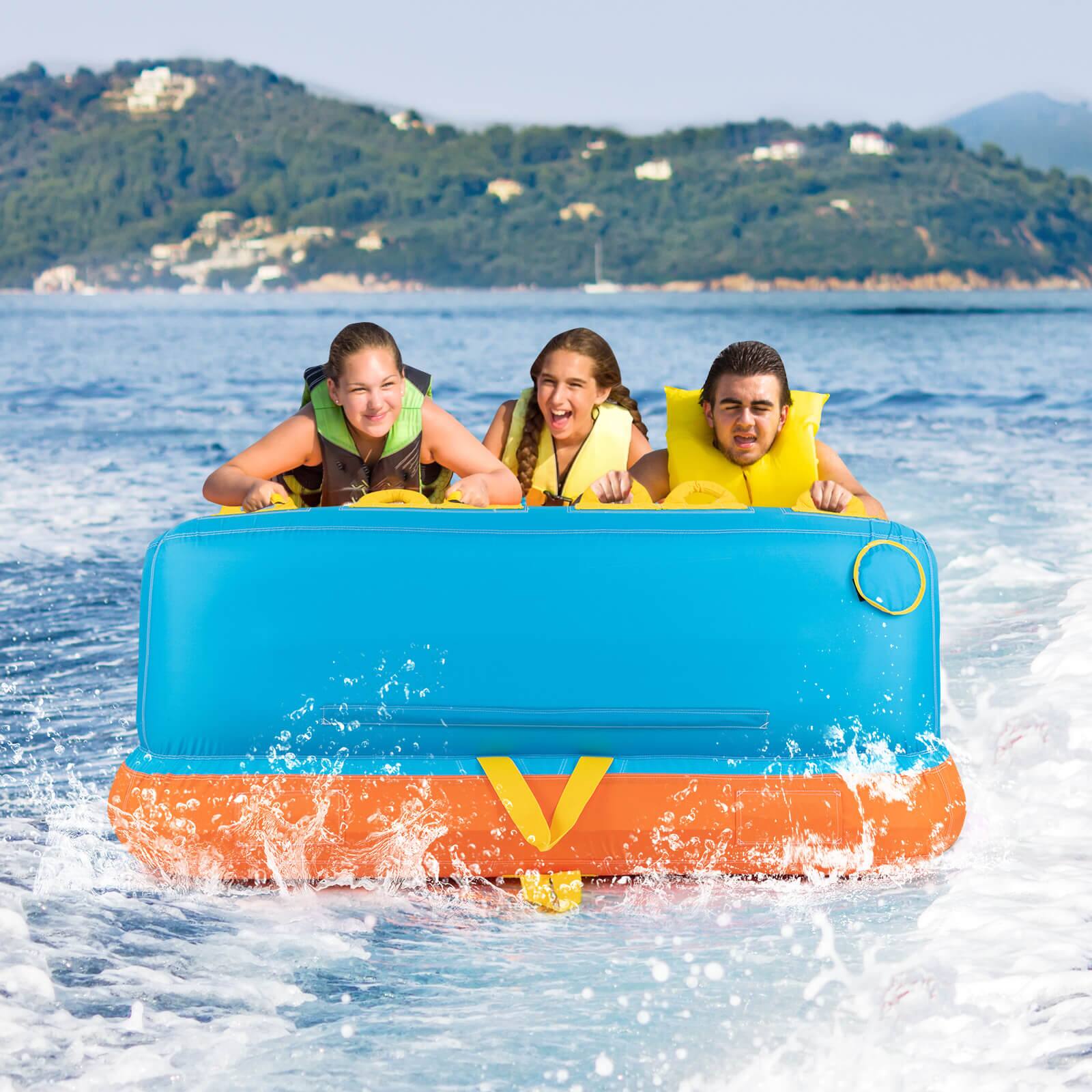Alt View 3. Costway - Costway Towable Tube for Boating 3 Riders with Front & Back Tow Points for Towing Rider - Multicolor.