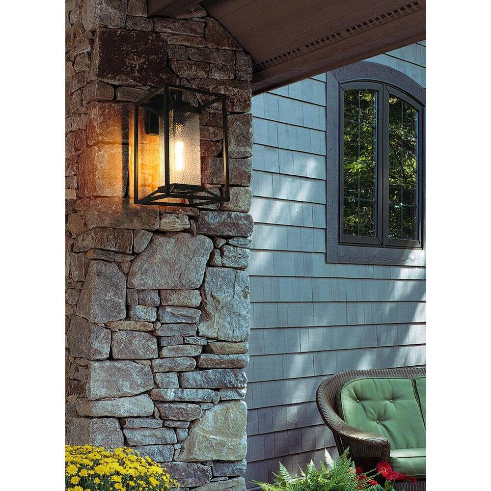 Alt View 4. Elegant Lighting - Morse 10 Inch Outdoor Wall Sconce In Black - Black.