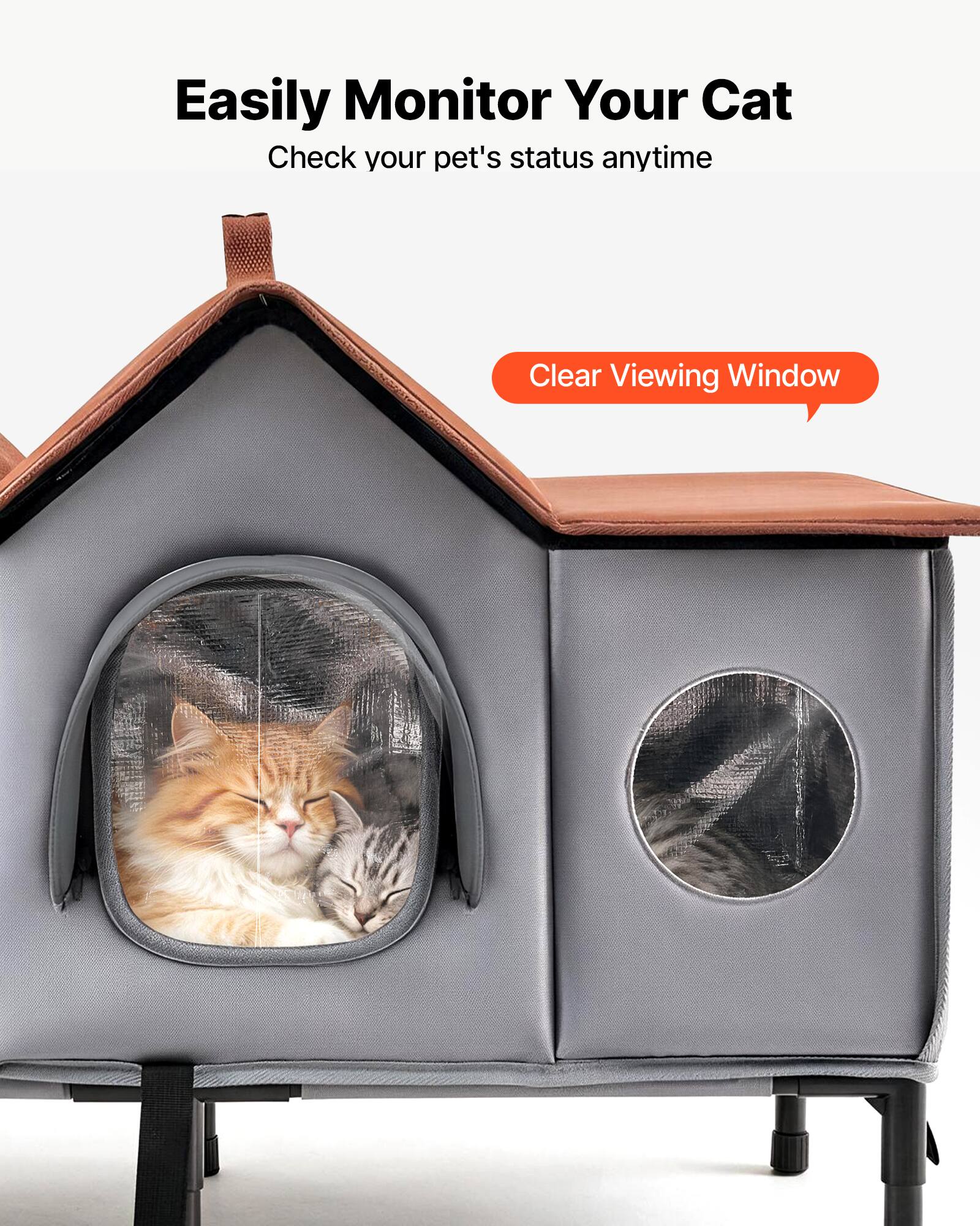 Easily Monitor Your Cat  
Check your pet's status anytime  

Clear Viewing Window