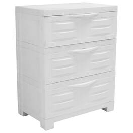 Sunnydaze - Heavy-Duty Plastic 3-Drawer Storage Cabinet - Speckled White