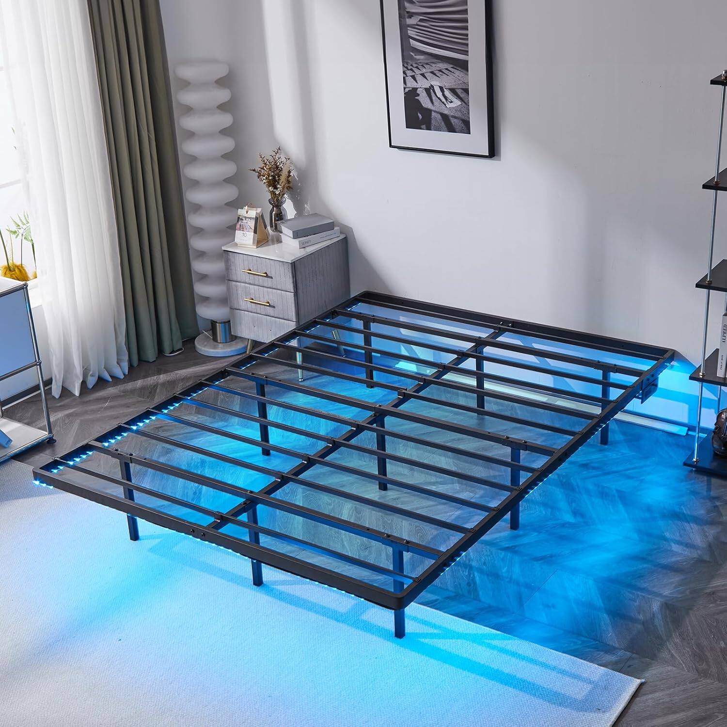 Alt View 2. Winado - Floating Bed Frame Full Size with Smart LED Lights Easy Assembly & Noise Free - Black.