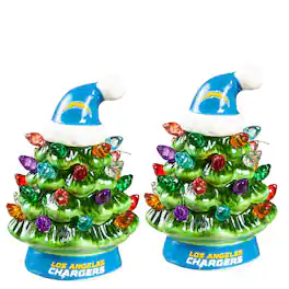 Evergreen Enterprises - Los Angeles Chargers 2-Pack 4" Ceramic LED Christmas Tree Set - Multicolor