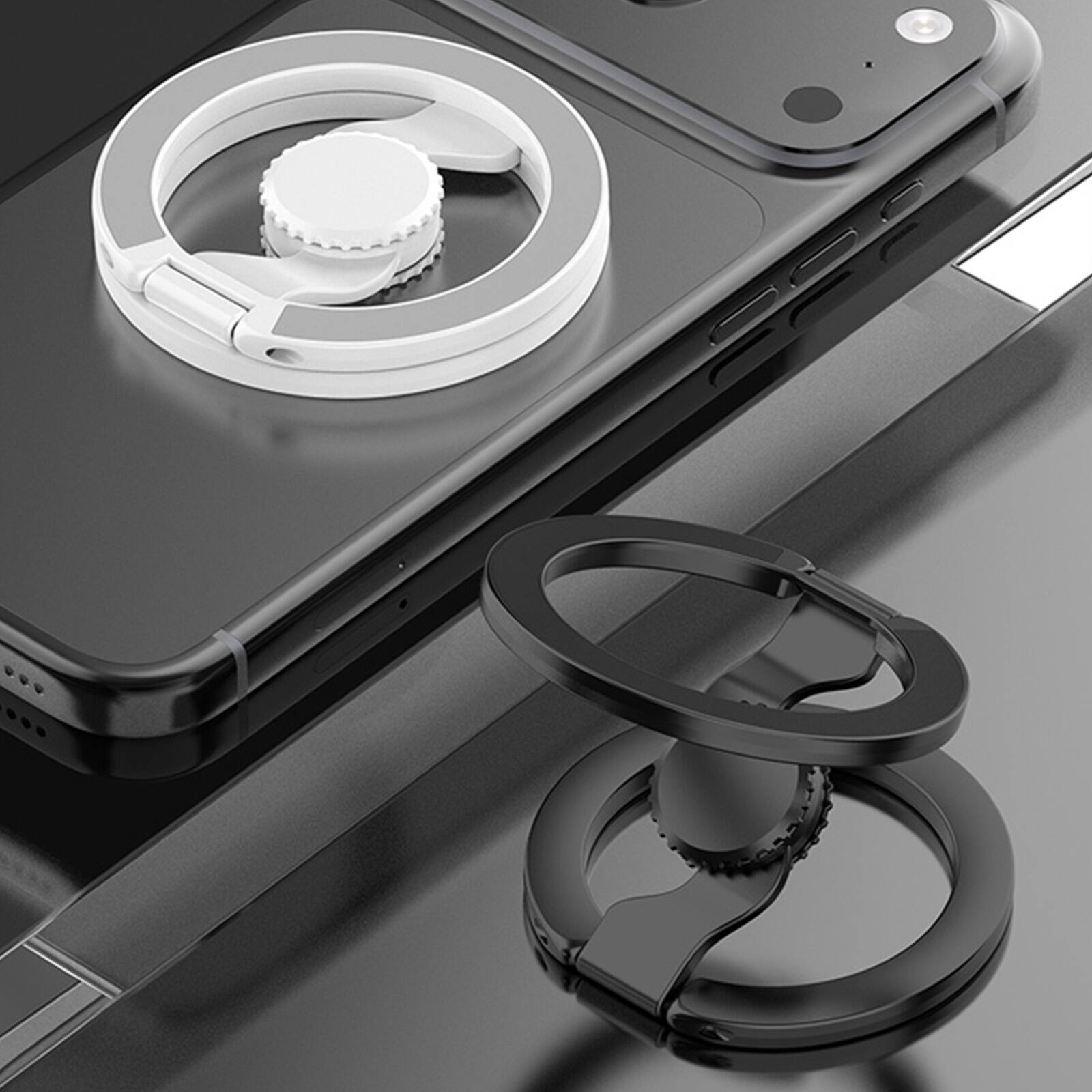 Alt View 2. Dteck - Double Sided Magnetic Phone Grip Ring Holder for Apple iPhone, Foldable Zinc Alloy Stand with Fun Gyro Spinner Function - Orange.