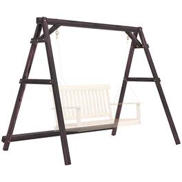 Outsunny - Porch Swing Frame, Heavy Duty A-Frame Wooden Swing Stand with Reinforced Bars