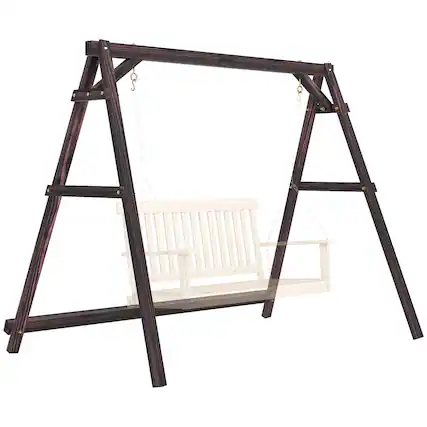 Front. Outsunny - Porch Swing Frame, Heavy Duty A-Frame Wooden Swing Stand with Reinforced Bars.