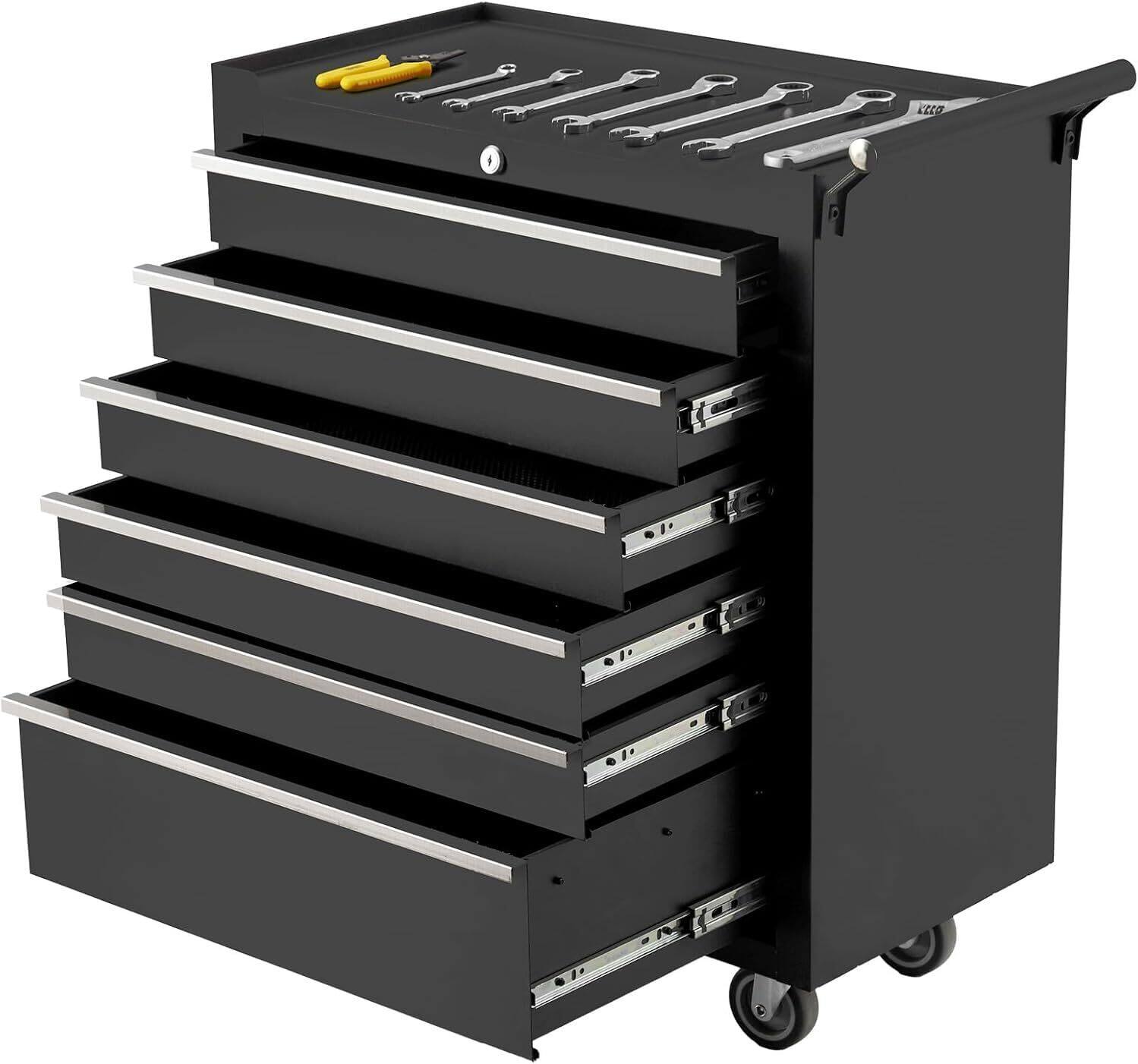 Acekool - Rolling 6-Drawer Tool Chest, with Locking System & Drawer Liners