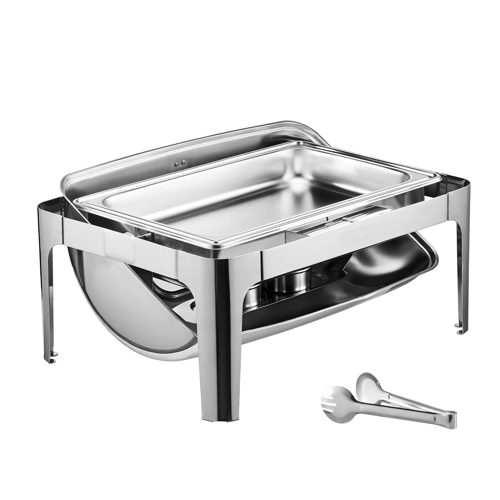 VEVOR - Roll Top Chafing Dish Buffet Set, 9Qt Stainless Steel Chafer with Full Size Pan, Rectangle Catering Warmer Server - Silver