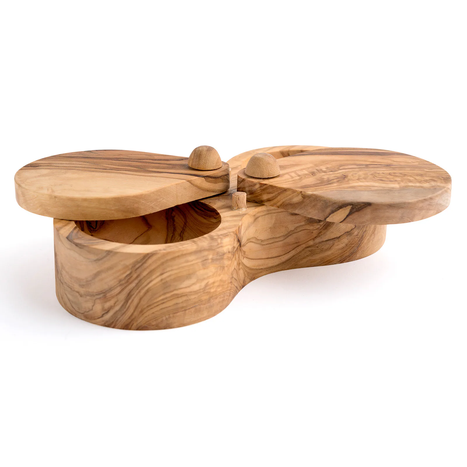 Alt View 2. Berard - France Olive Wood Double Salt Keeper and Spice Box - Brown.