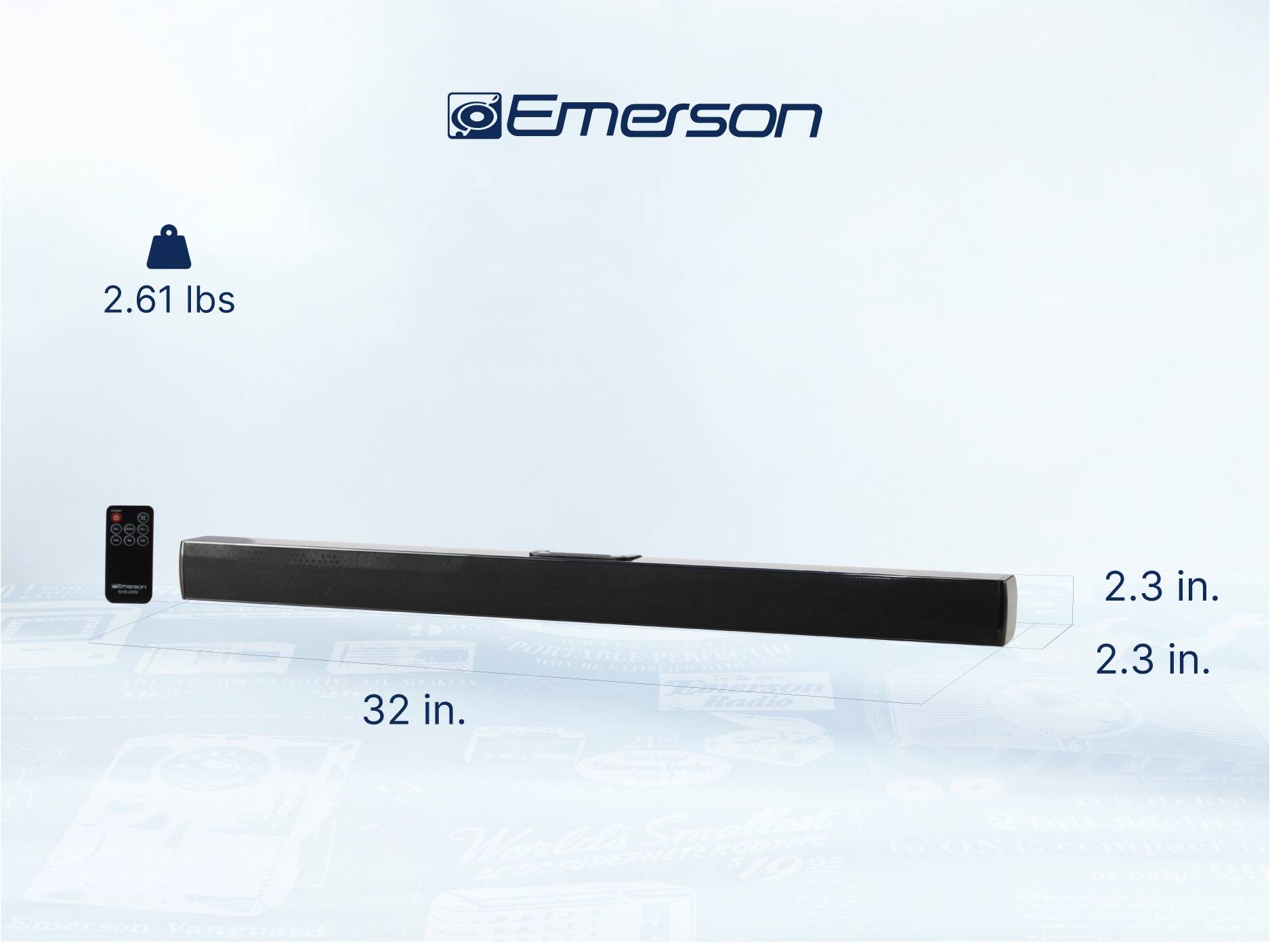 Emerson 2.61 lbs, 2.3 in., 32 in., 2.3 in.