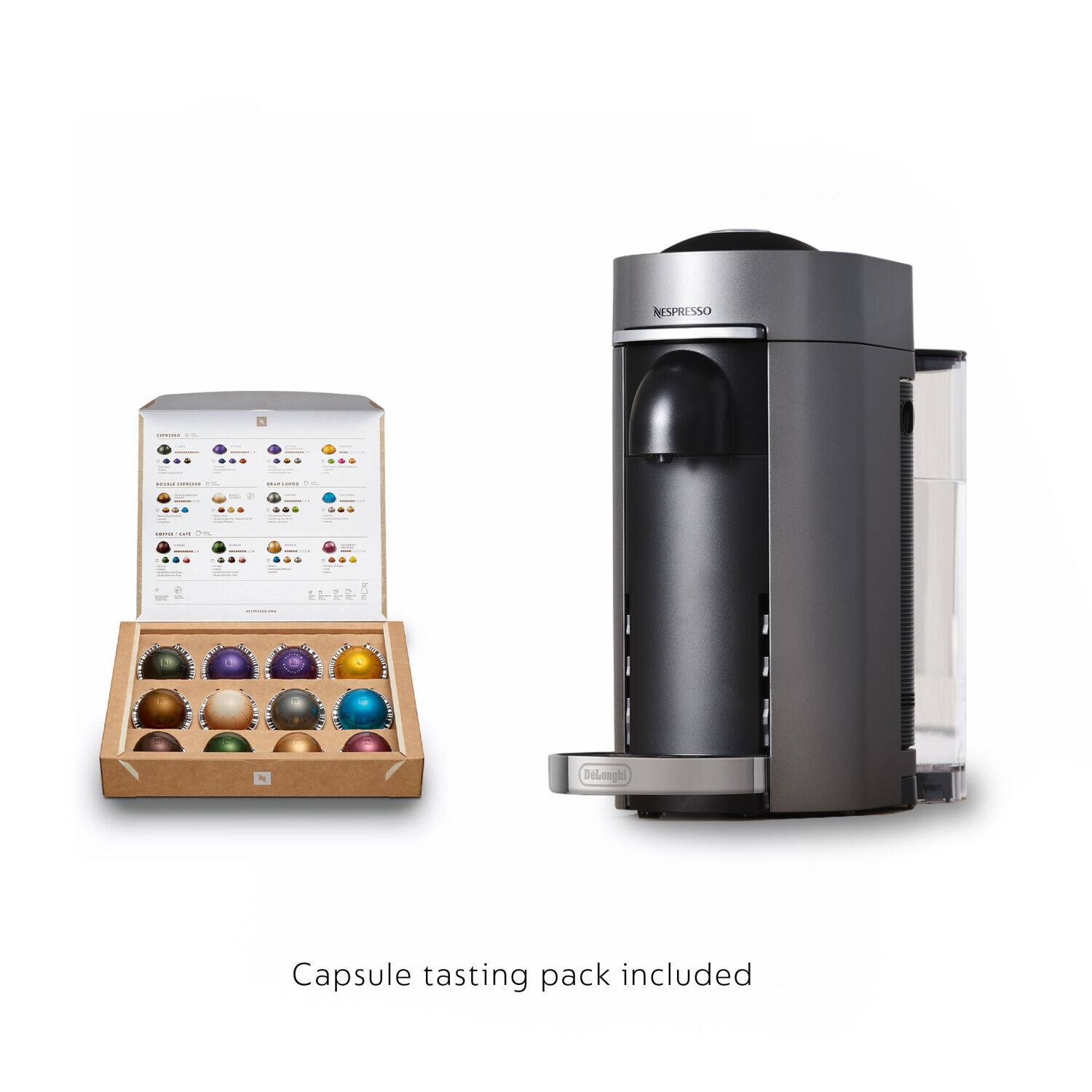 NESPRESSO e | : ..... | .... - - | - N Delonghi Capsule tasting pack included