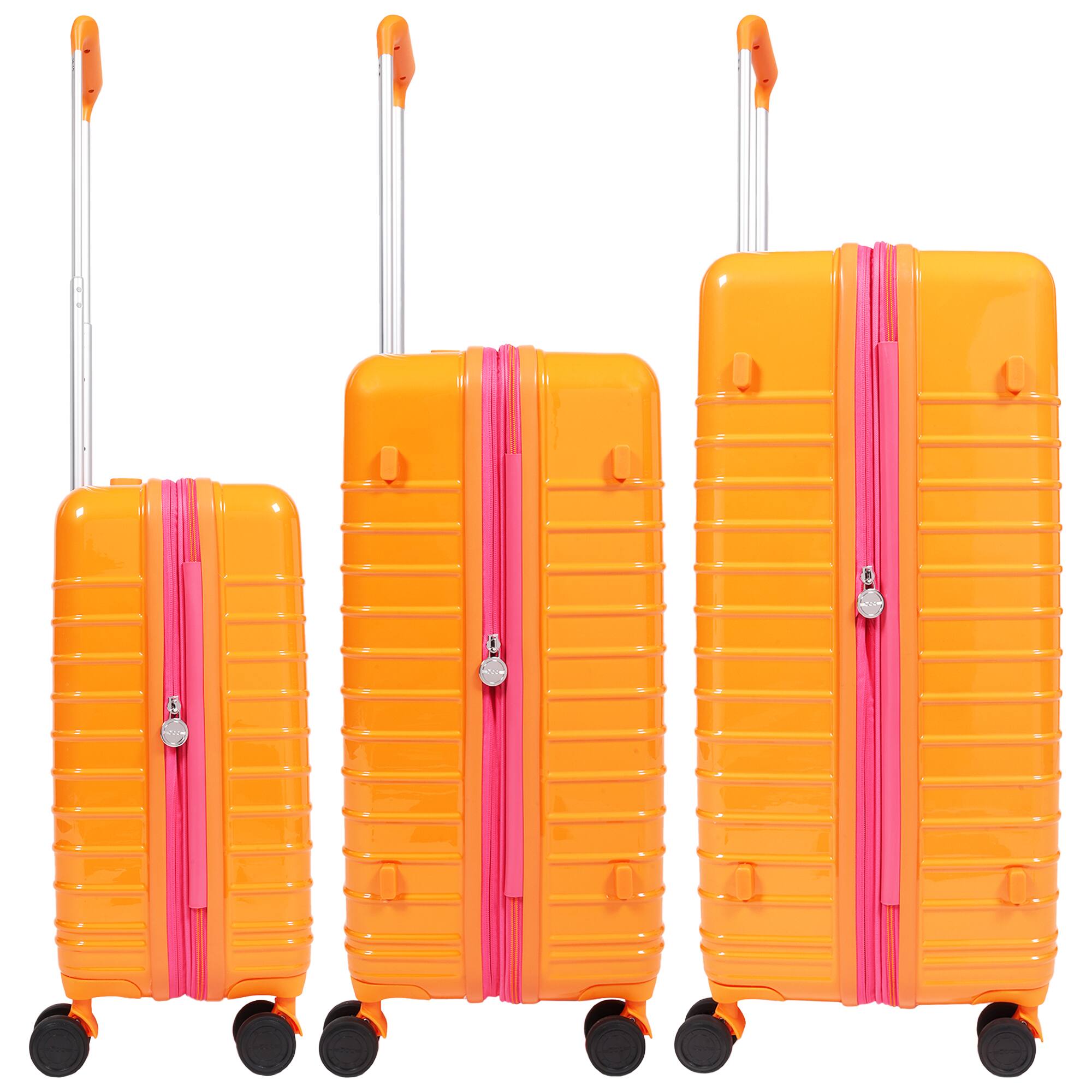 Left. Ful - 3-Piece Expandable Hardside Spinner Luggage Set – 22", 26.5", 31.5" - ORANGE.