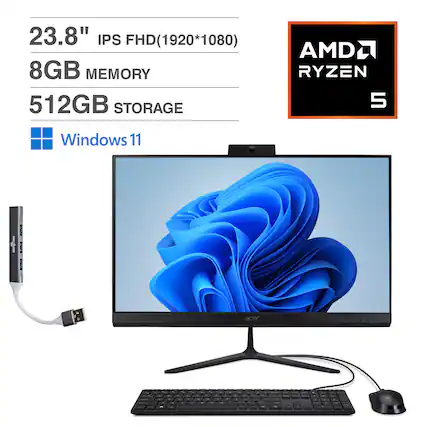 23.8" IPS FHD (1920*1080)
8GB MEMORY
512GB STORAGE
AMD RYZEN 5
Windows 11