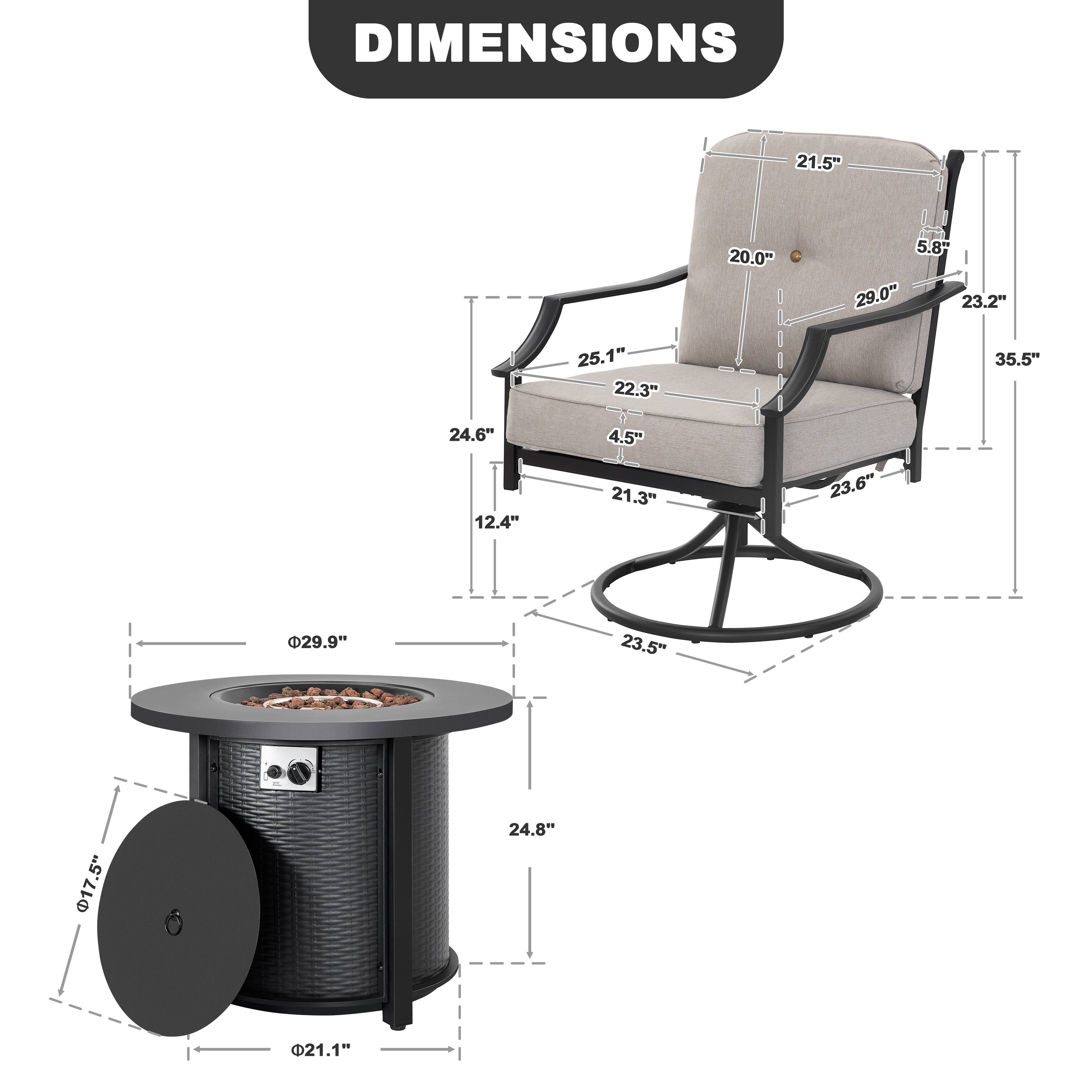 DIMENSIONS

21.5"  
25.1" 22.3"  
20.0"  
5.8" 29.0" 23.2" 35.5"  
24.6" 12.4"  
4.5" 21.3"  
23.6"  
29.9"  
23.5"  
17.5"  
24.8"  
21.1"