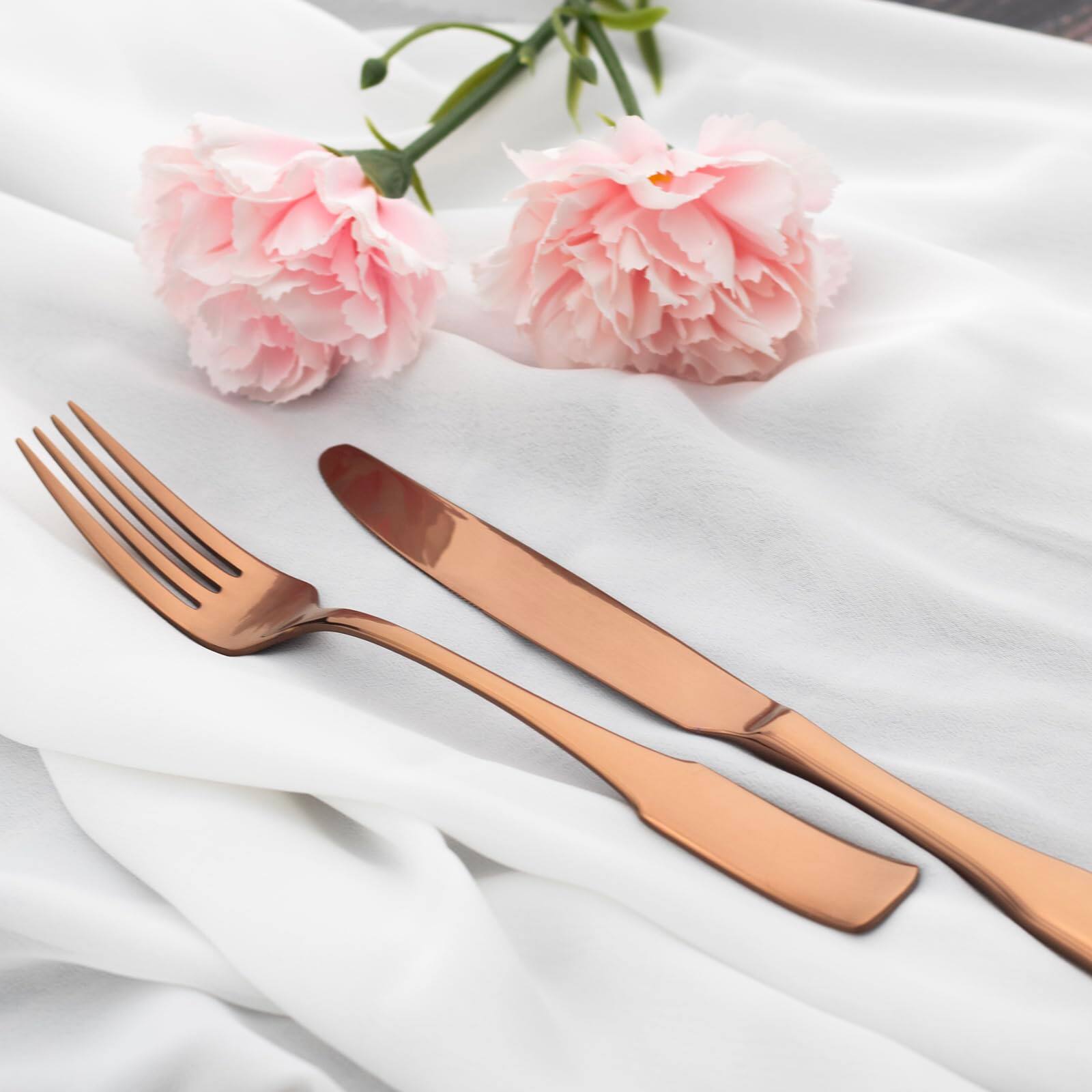 Alt View 1. Dazzed Corner - 40-Piece Silverware Set,Service for 8,Stainless Steel Flatware Set,Dishwasher Safe - Rose Gold.