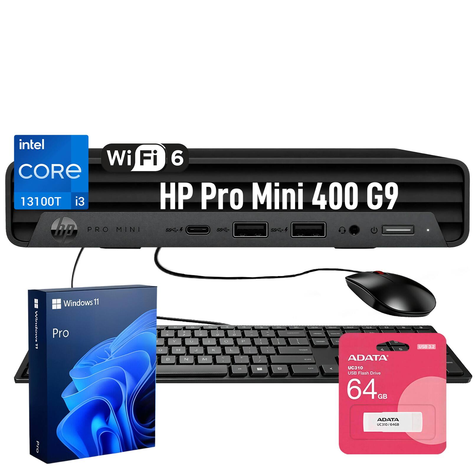 intel Wi-Fi 6 CORE 13100T i3 HP Pro Mini 400 G9 PRO MINI SSEA

Windows 11 Pro

ADATA UC310 USB Flash Drive 64 GB USB3