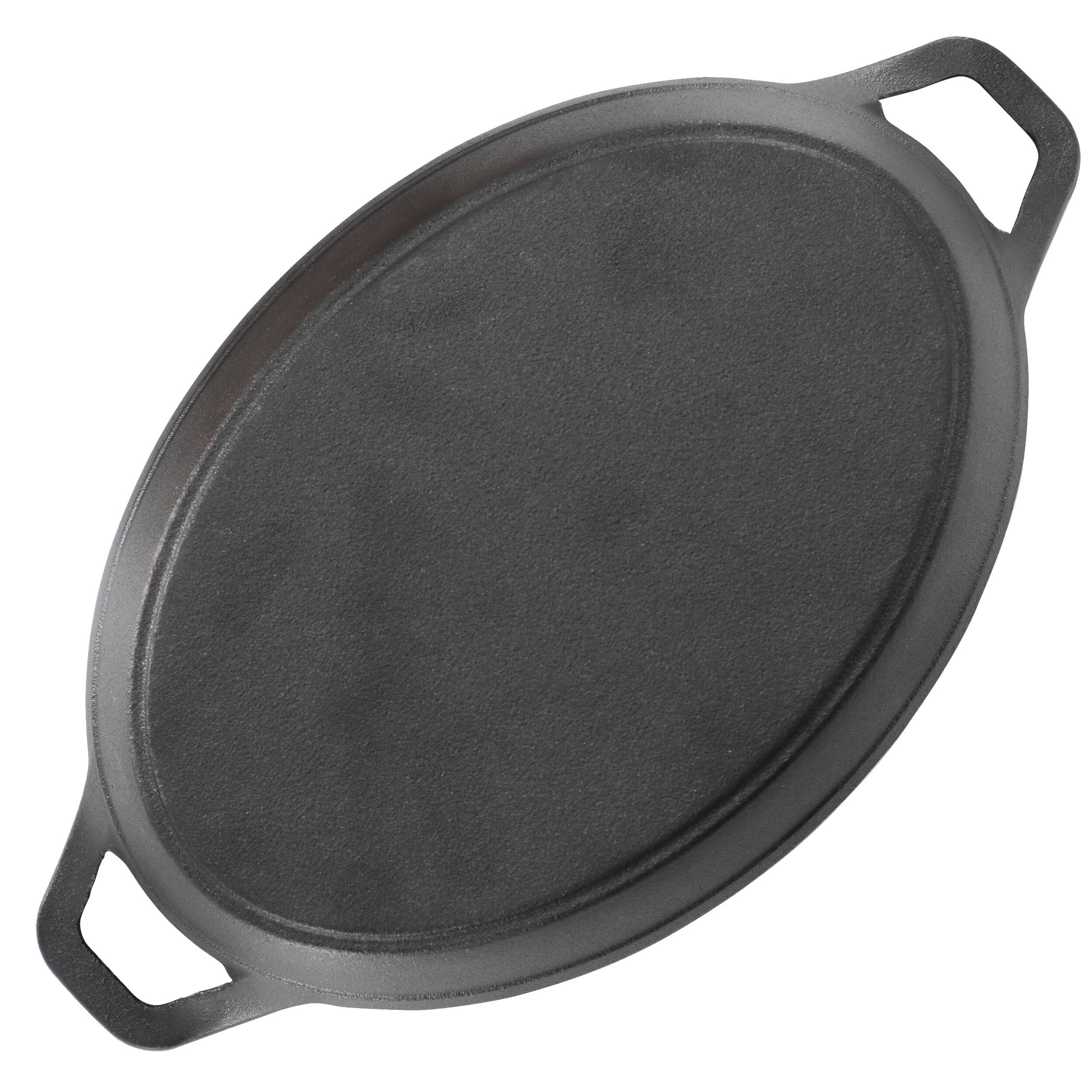 Alt View 3. MegaChef - MegaChef Mini Cast Iron Oval Pan with Wood Tray.