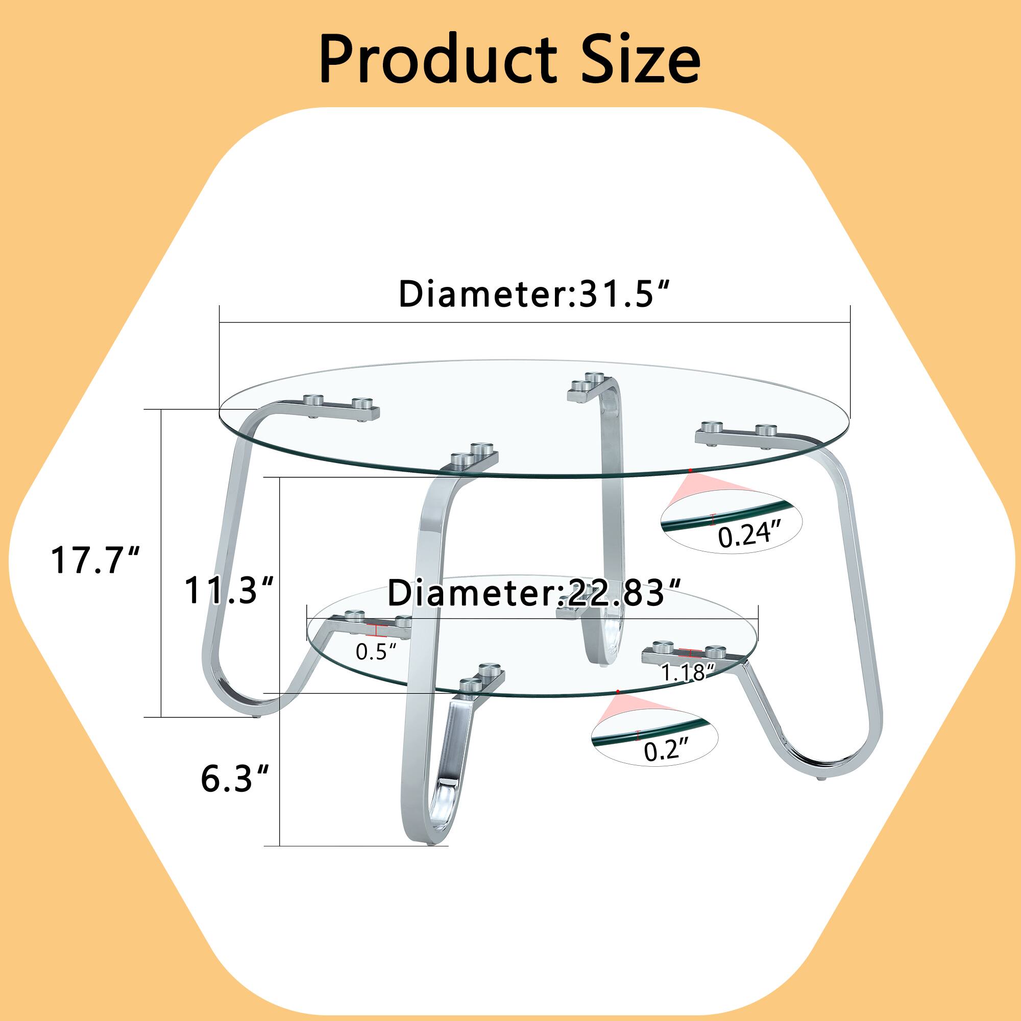 Product Size  
Diameter: 31.5"  
17.7"  
11.3"  
0.24"  
Diameter: 22.83"  
0.5"  
1.18"  
6.3"  
0.2"