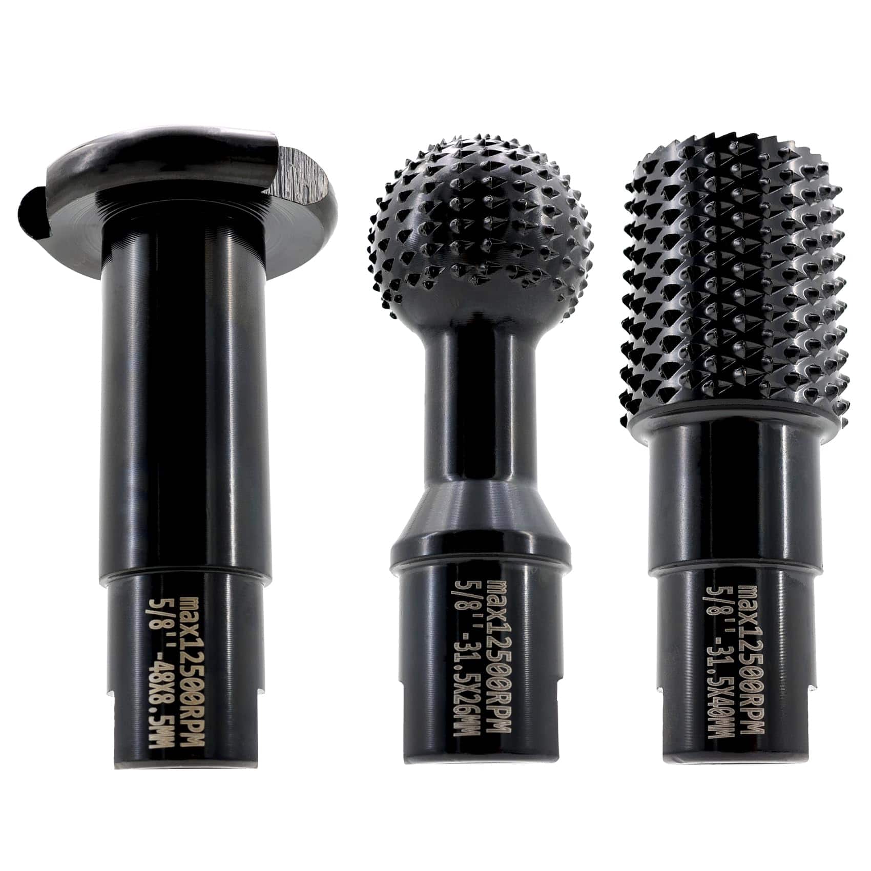 JETRANSPORT - 3 Ball Gouge Angle Attachments - Sphere Rotary Burr With 5/8-11 Threads For 4 1/2 And 5 Inch Power Carving Too - 3pcs/set 5/8"-11 Thread