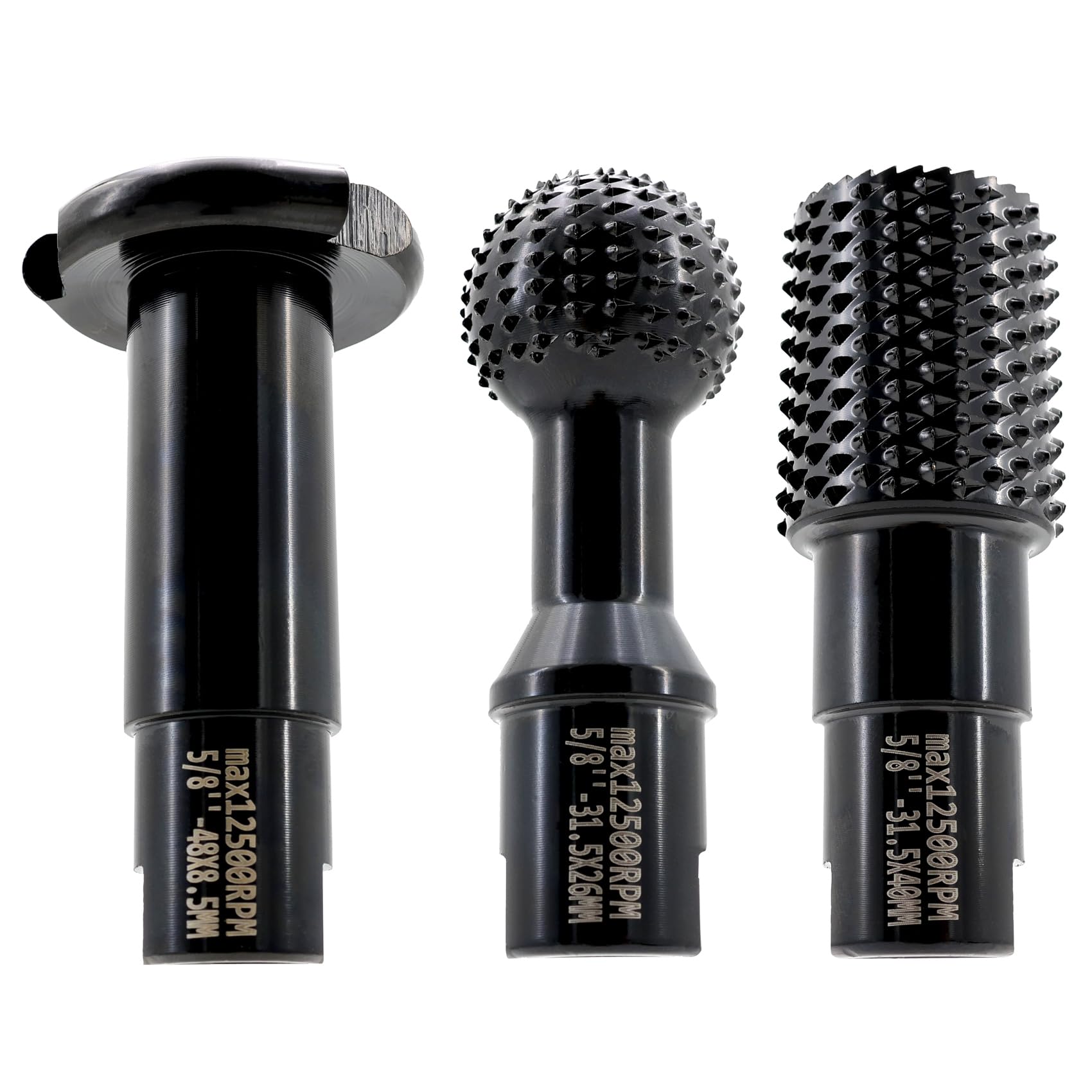 JETRANSPORT - 3 Ball Gouge Angle Attachments - Sphere Rotary Burr With 5/8-11 Threads For 4 1/2 And 5 Inch Power Carving Too - 3pcs/set 5/8"-11 Thread