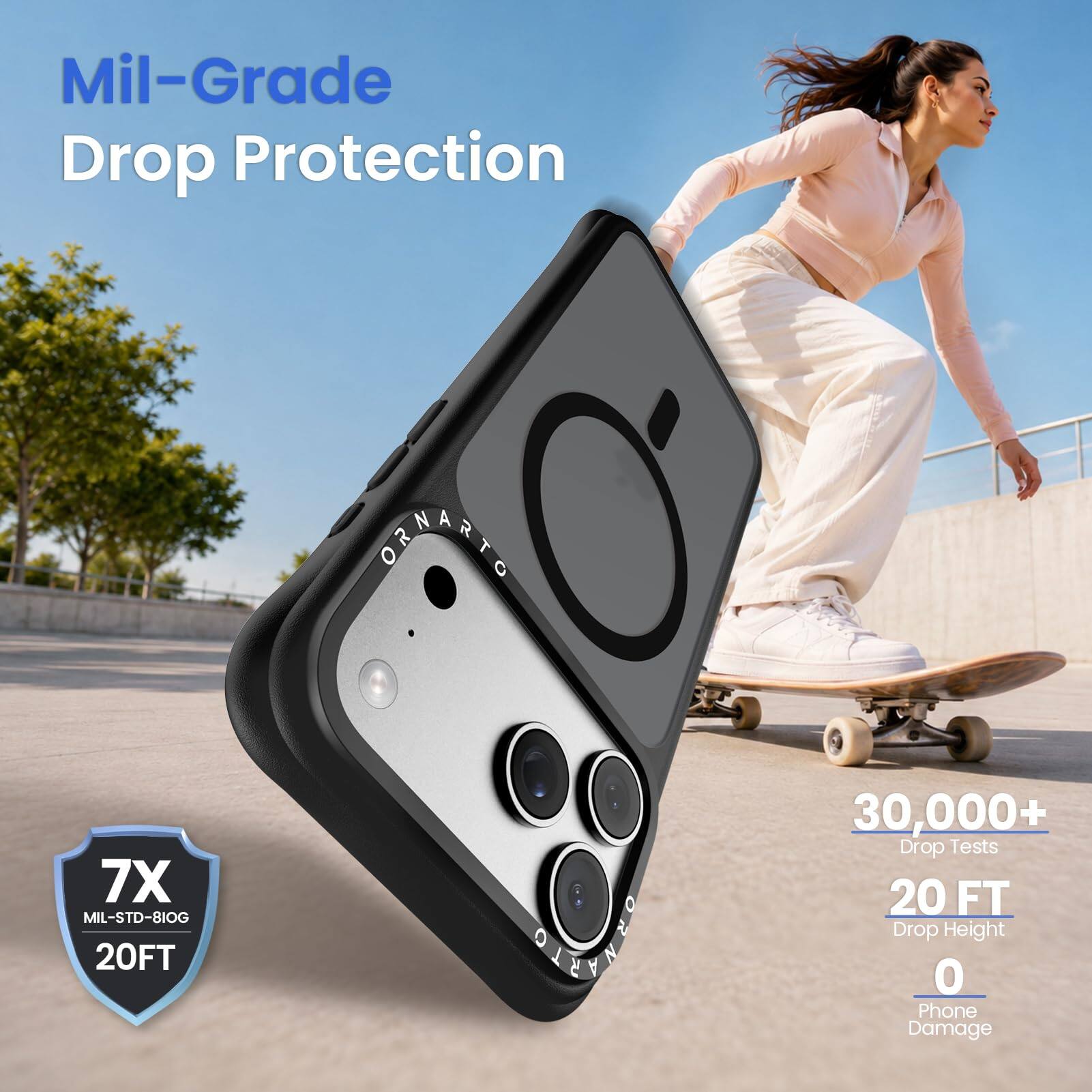 Mil-Grade Drop Protection

7X MIL-STD-810G 20FT

30,000+ Drop Tests

20 FT Drop Height

0 Phone Damage