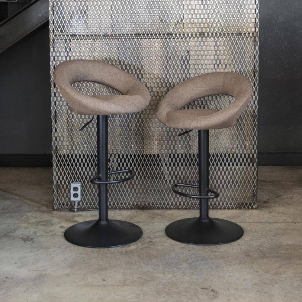 Angle. AmeriHome - AmeriHome Classic Latte Brown Fabric Bar Stool Set - Brown.