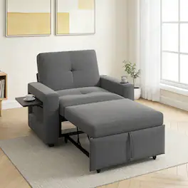 Vipbear - Sleeper Sofa Chair Bed Convertible Sofa Chair 3-in-1 Pull Out with USB Ports Sofa Bed,Dark Gray - Gray