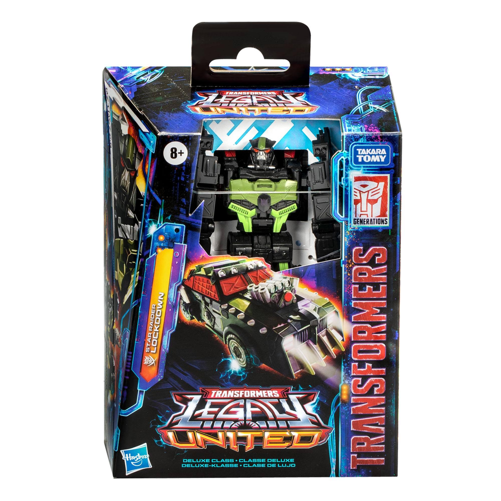 TRANSFORMERS LEGION UNITED  
8+  
TAKARA TOMY  
GENERATIONS  
DELUXE CLASS  
DELUXE-KLASSE  
CLASE DELUXE  
CLASE DE LUJO  
LOCKDOWN  
STARRAIDER  
HASBRO