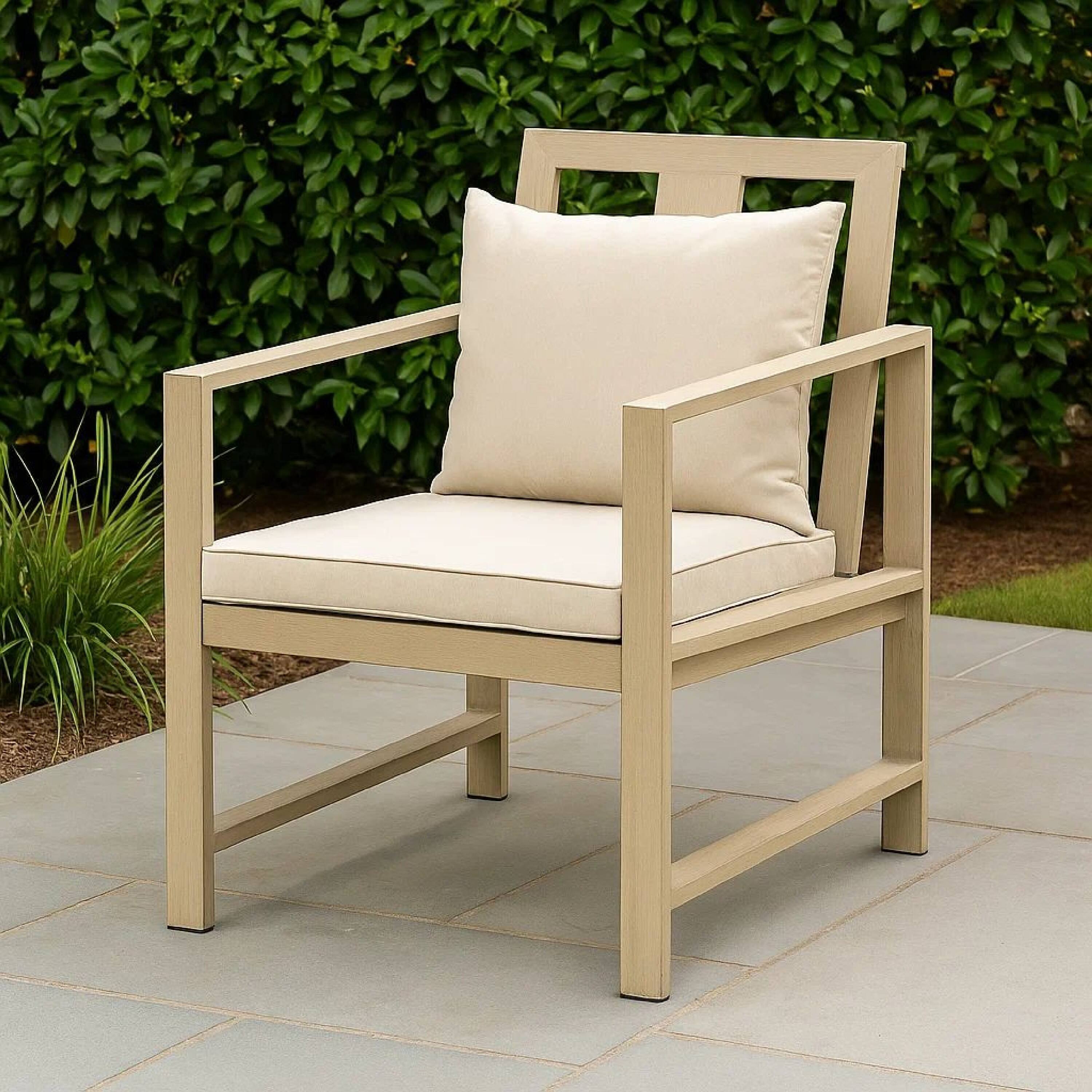 Alt View 8. Manhattan Lane - Beli Outdoor Armchair Set of 2, Washable Beige Covers - Natural Brown, Beige.