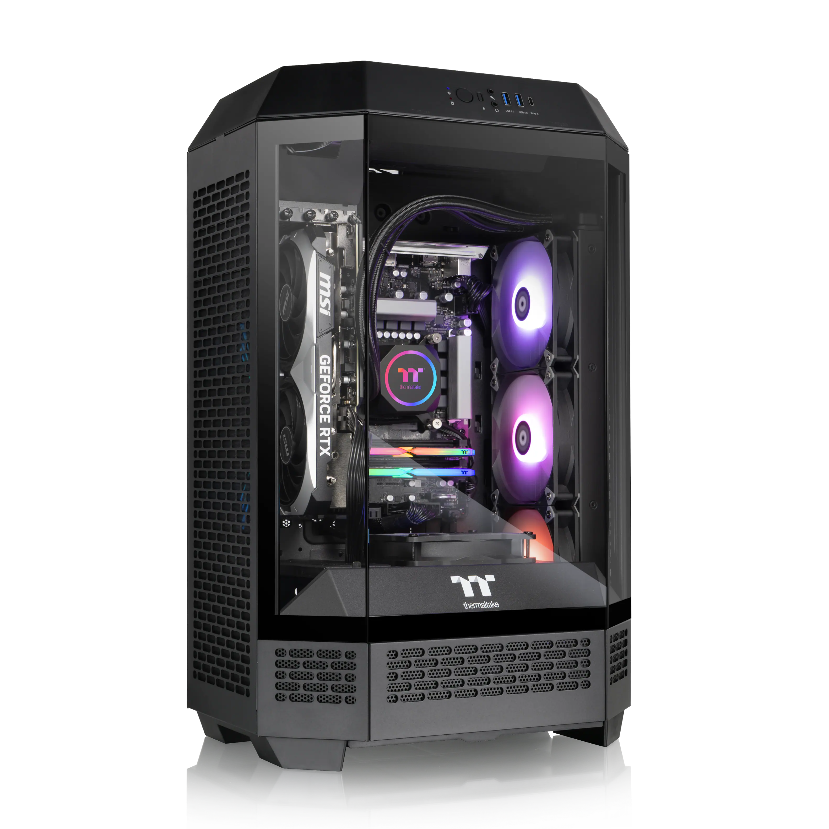 Thermaltake - LCGS Reactor u2670T Gaming Desktop Intel Core Ultra 7 265KF, 32GB Memory, NVIDIA GeForce RTX 5070 Ti, 2TB SSD NVMe M.2 - Black