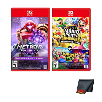 2 Nintendo Switch 2 Edition
- **Metroid Prime 4: Beyond**
- Includes the Nintendo Switch game and the Nintendo Switch 2 Upgrade Pack. Upgrade pack available separately. For details, visit: support.nintendo.com/switch2/upgrade-pack.
- ESRB: Teen
- **Super Mario Party: Jamboree**
- Includes the Nintendo Switch game and the Nintendo Switch 2 Upgrade Pack. Upgrade pack available separately. For details, visit: support.nintendo.com/switch2/upgrade-pack.
- ESRB: Everyone
- **Jamboree TV**
- Includes the Nintendo Switch game and the Nintendo Switch 2 Upgrade Pack. Upgrade pack available separately. For details, visit: support.nintendo.com/switch2/upgrade-pack.
- ESRB: Everyone
- **Nintendo Switch 2 Edition**
- Includes the Nintendo Switch game and the Nintendo Switch 2 Upgrade Pack. Upgrade pack available separately. For details, visit: support.nintendo.com/switch2/upgrade-pack.
- **Save Electronics** - T (Teen 13+)
