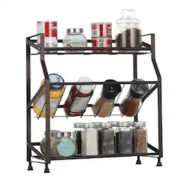 Oumilen - 3-Tier Bronze Spice Rack Organizer - Black