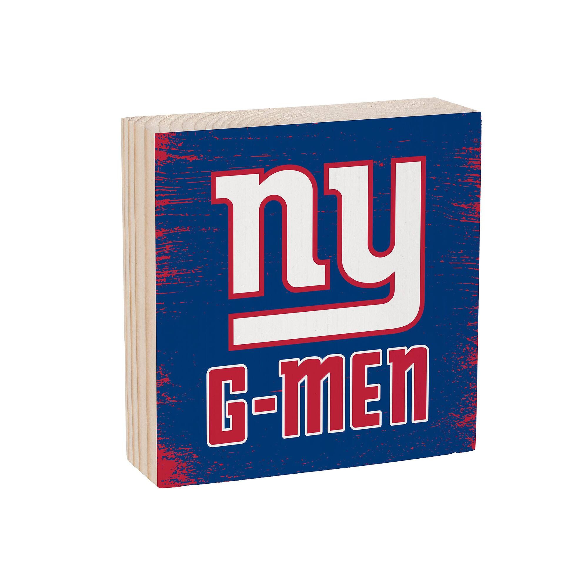 Alt View 1. Evergreen Enterprises - New York Giants 6" Square Fan Chant Wood Block Shelf Sign - Multicolor.