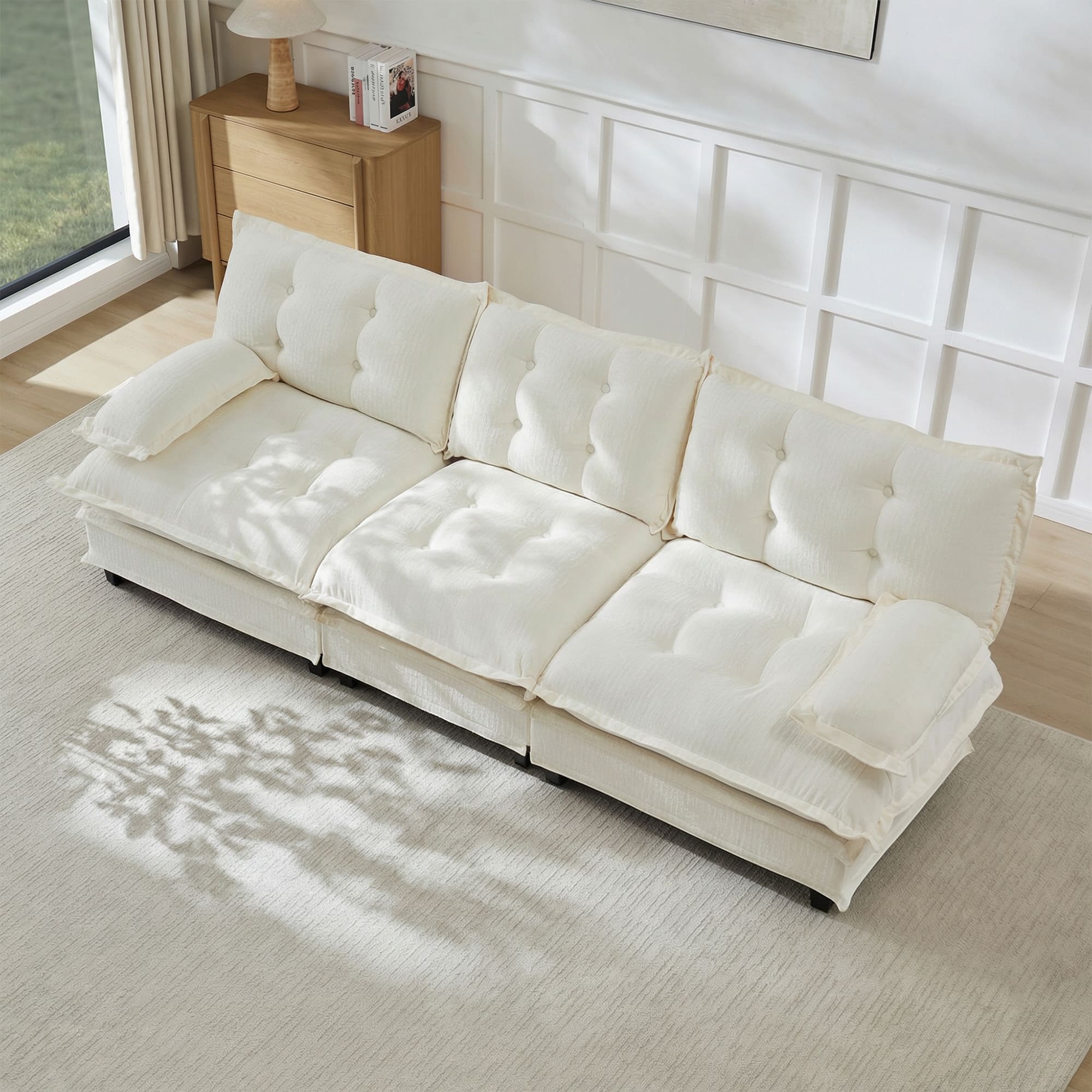 Photos - Sofa Cloud Electronics Anysun - 107" 3-Seater Cloud Sectional  - Modular Deep Seat, Chenille Fabric, Lattice-Decor Cushions for Living Room - W 