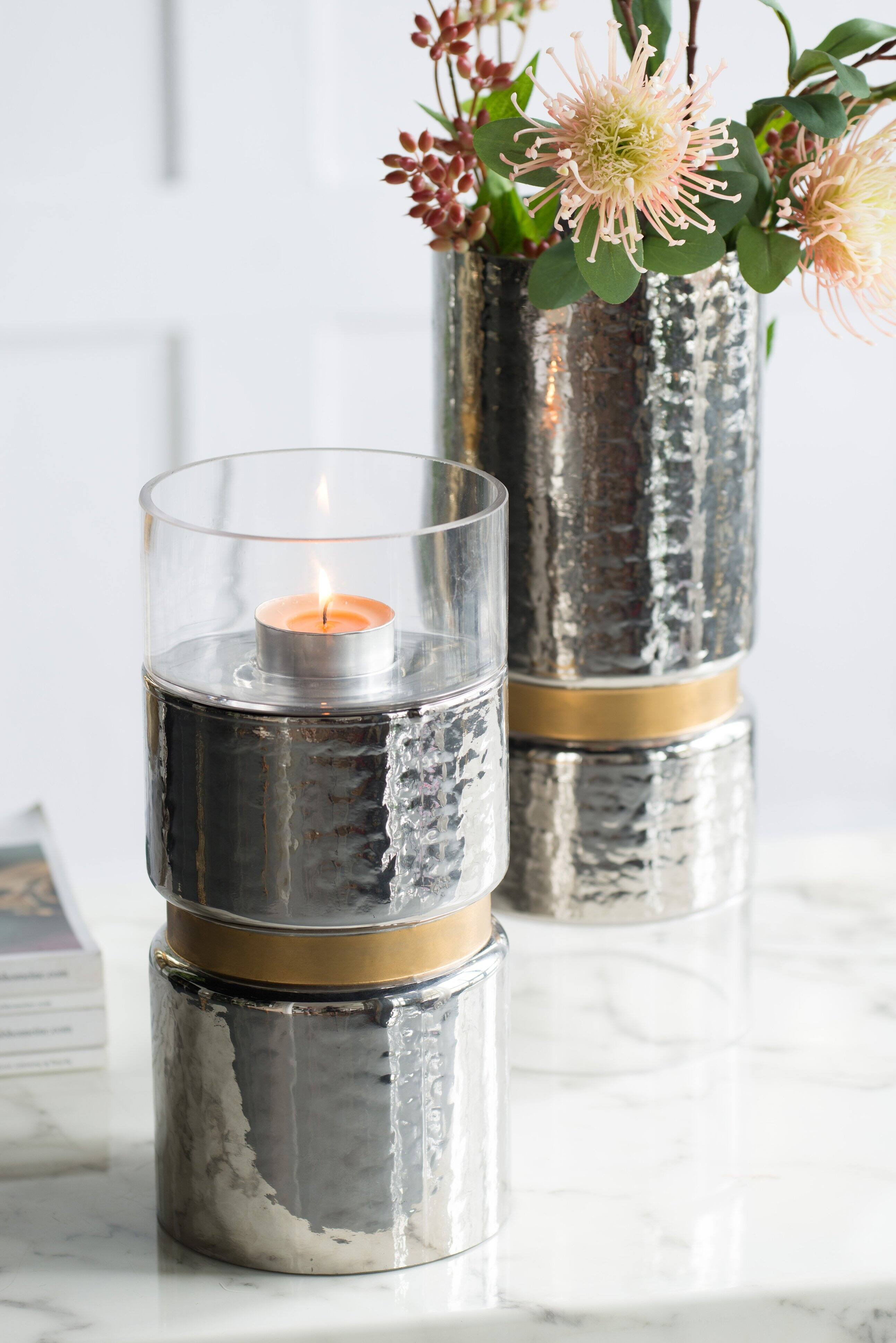 Left. TinyHomie - D59x152 Halloway Silver Candle Holder.