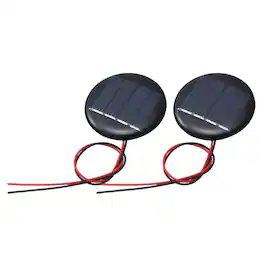 Unique Bargains - 2pcs 2V 0.08W 40mA Mini Solar Panels, Round Polycrystalline Solar Cell with Cable for DIY Toy Charger - Black