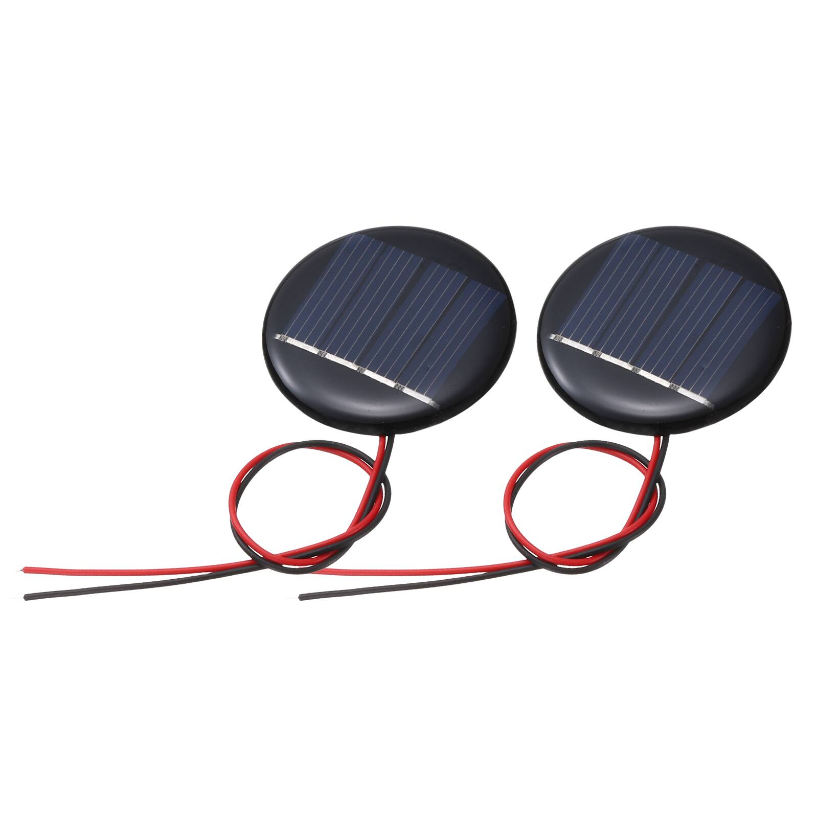 Front. Unique Bargains - 2pcs 2V 0.08W 40mA Mini Solar Panels, Round Polycrystalline Solar Cell with Cable for DIY Toy Charger - Black.