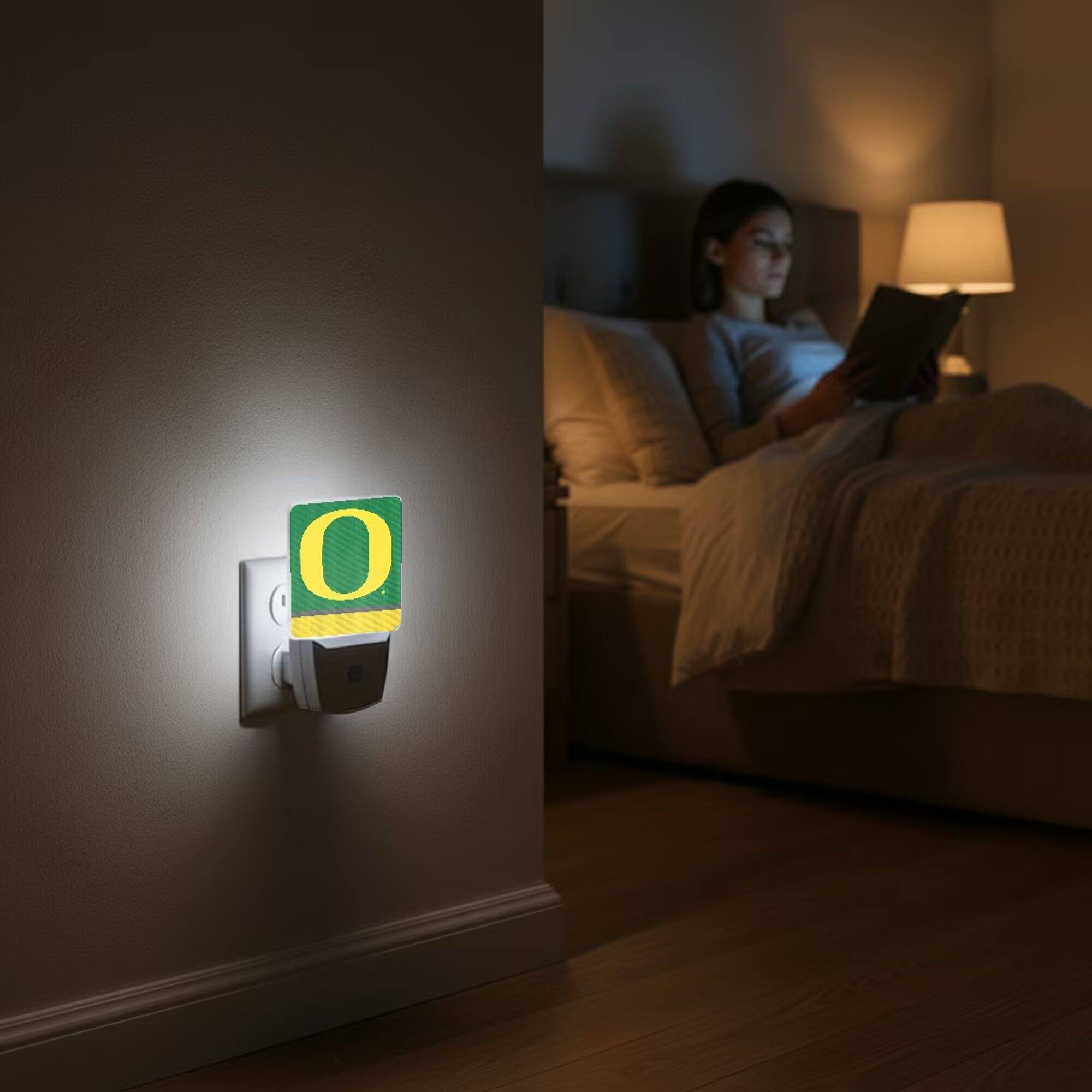 Alt View 3. Keyscaper - Oregon Ducks Primary Logo Stripe Design Nightlight 2-Pack - Multicolor.
