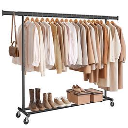 Songmics Home - Clothes Rack with Wheels, Heavy-Duty Clothing Rack for Hanging Clothes, Portable Garment Rack - Black