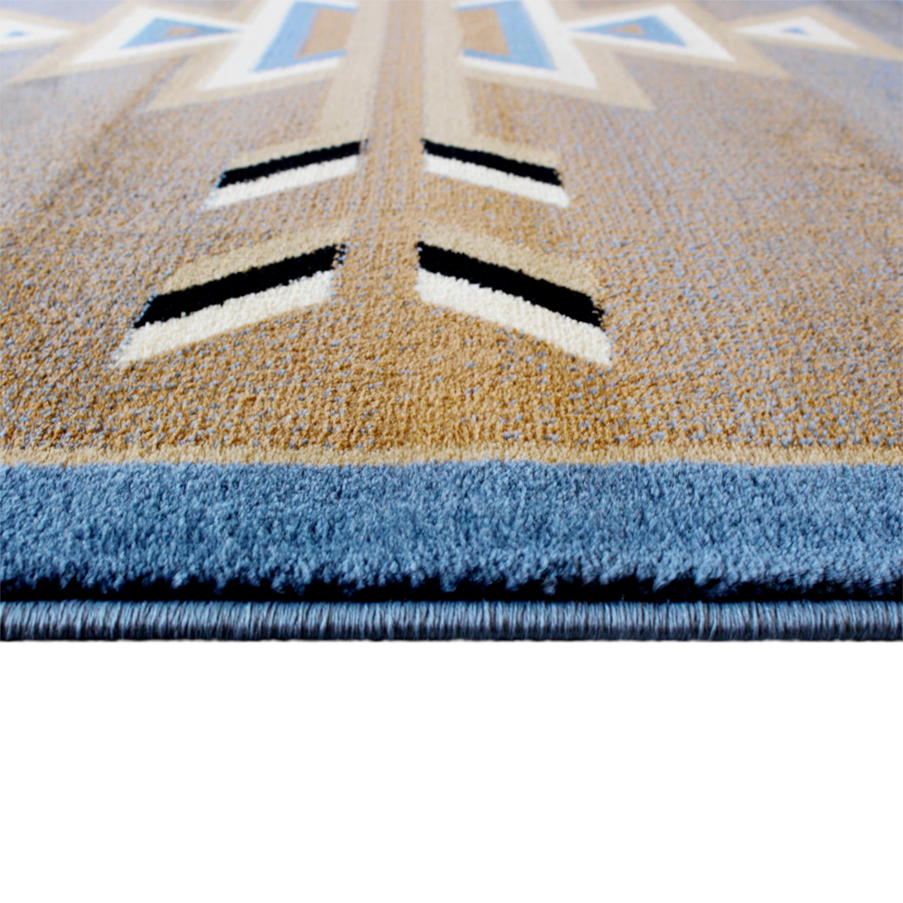 Alt View 5. Emma + Oliver - Reno Olefin Accent Rug with Southwestern Geometric Arrow Design and Natural Jute Backing - Blue.