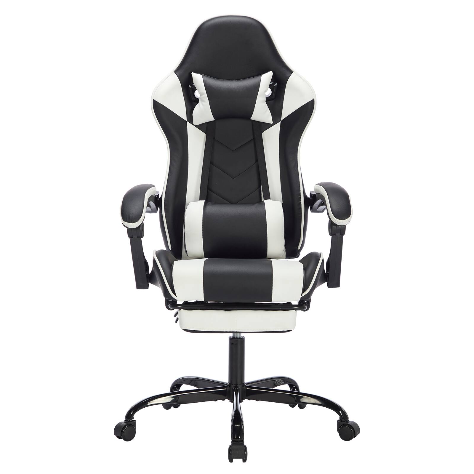 Front. Spaco - Spaco Ergonomic Gaming Chair with Footrest,Adjustable Headrest and Lumbar Support,Breathable Material,Height Adjustable - Black White.