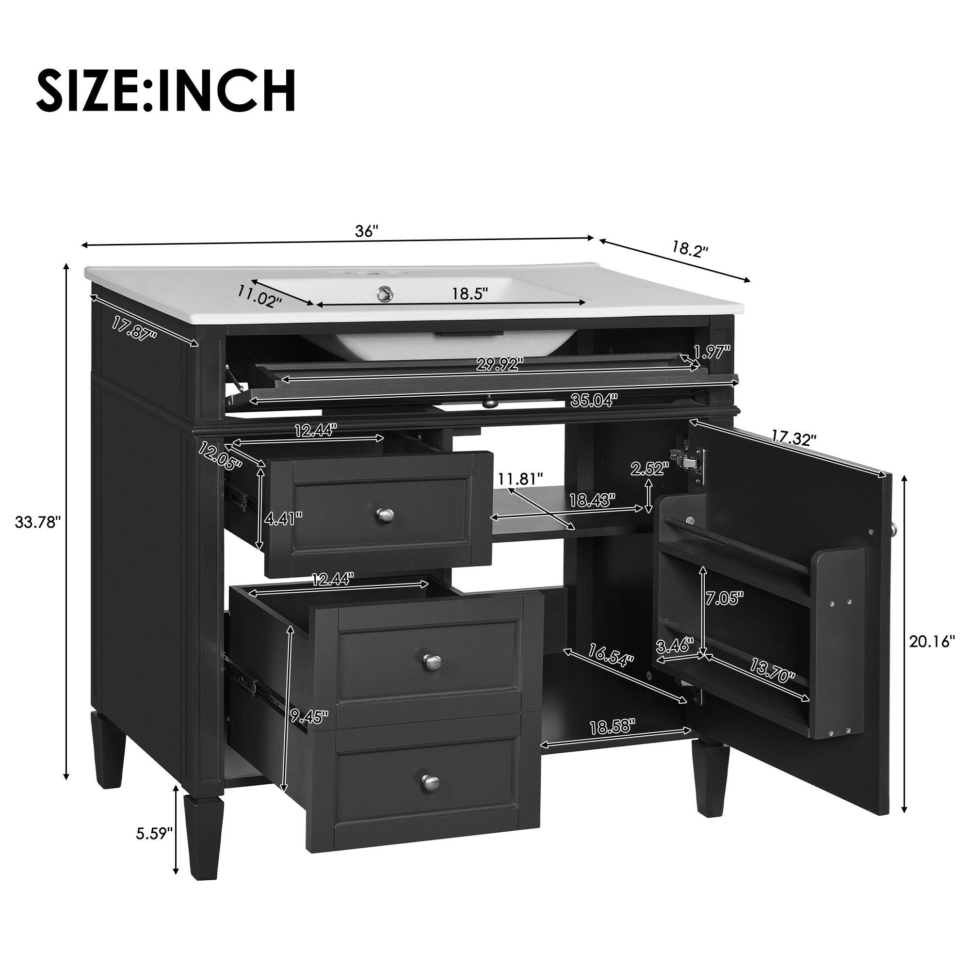 SIZE: INCH

- 36"
- 18.5"
- 11.02"
- 18.2"
- 29.92"
- 35.04"
- 11.81"
- 17.32"
- 33.78"
- 12.44"
- 12.05"
- 4.41"
- 12.44"
- 9.45"
- 16.84"
- 7.05"
- 18.43"
- 18.88"
- 13.70"
- 20.16"
- 5.59"