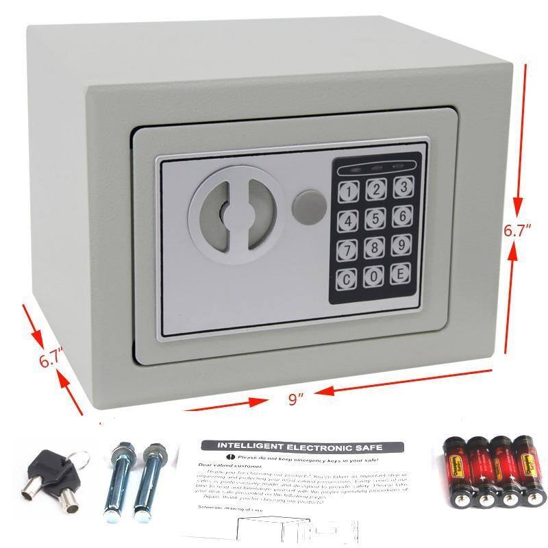 INTELLIGENT ELECTRONIC SAFE

6.7" x 6.7" x 9"

Please do not keep emergency keys in your safe!

Dear valued customer,
We appreciate your purchase of our product. Please read the following instructions carefully to ensure proper use and maintenance of your safe. If you have any questions or concerns, please contact our customer service.

1. Please do not keep emergency keys in your safe!
2. Please do not use the safe for storing valuable items.
3. Please do not use the safe for storing hazardous materials.
4. Please do not use the safe for storing flammable materials.
5. Please do not use the safe for storing explosives.
6. Please do not use the safe for storing illegal items.
7. Please do not use the safe for storing perishable items.
8. Please do not use the safe for storing items that may cause damage to the safe.
9. Please do not use the safe for storing items that may cause harm to others.
10. Please do not use the safe for storing items that may cause harm to yourself.

Please keep the emergency keys in a safe place. In case of an emergency, you can use the emergency keys to open the safe.

Thank you for choosing our product