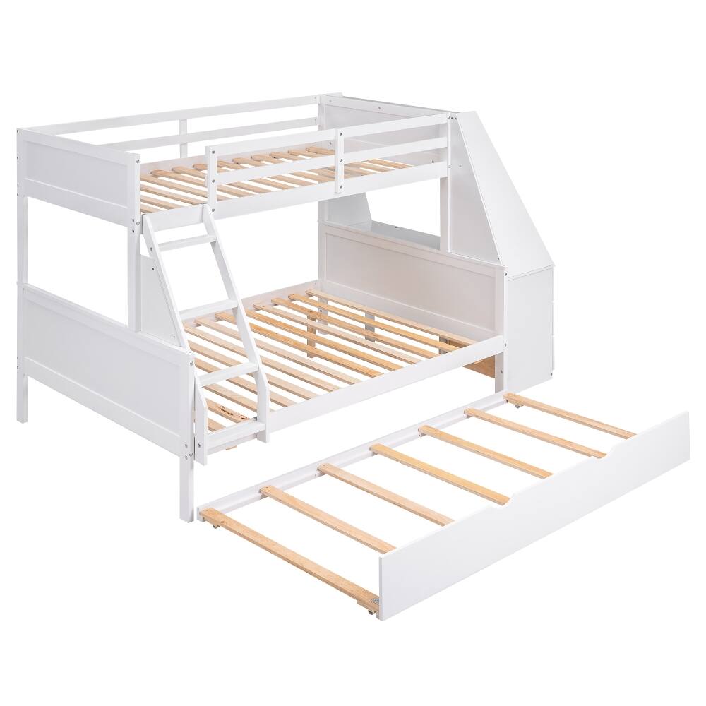 Alt View 8. Loheer - Loheer Twin Over Full Bunk Bed with Trundle Desk Storage White - White.