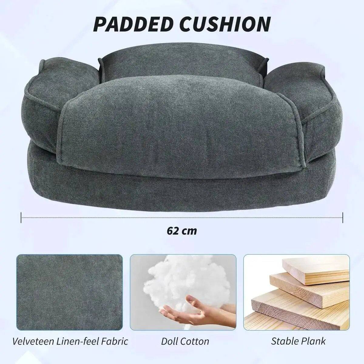 Padded Cushion 62 cm Velveteen Linen-feel Fabric Doll Cotton Stable Plank