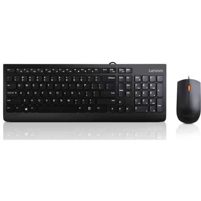 Lenovo - 300 USB Combo Keyboard & Mouse - US English - USB Cable Keyboard - English (US) - Black - USB Cable Mouse - Unknown