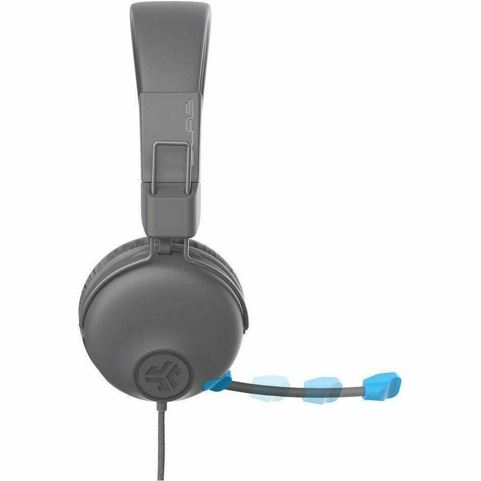 Alt View 6. JLab - Jbuddies Learn HJLEARNRGRYBLU4 On-ear Volume-safe Kids Headphones -  Gray / Blue - Retractable Mic - Gray / Blue.