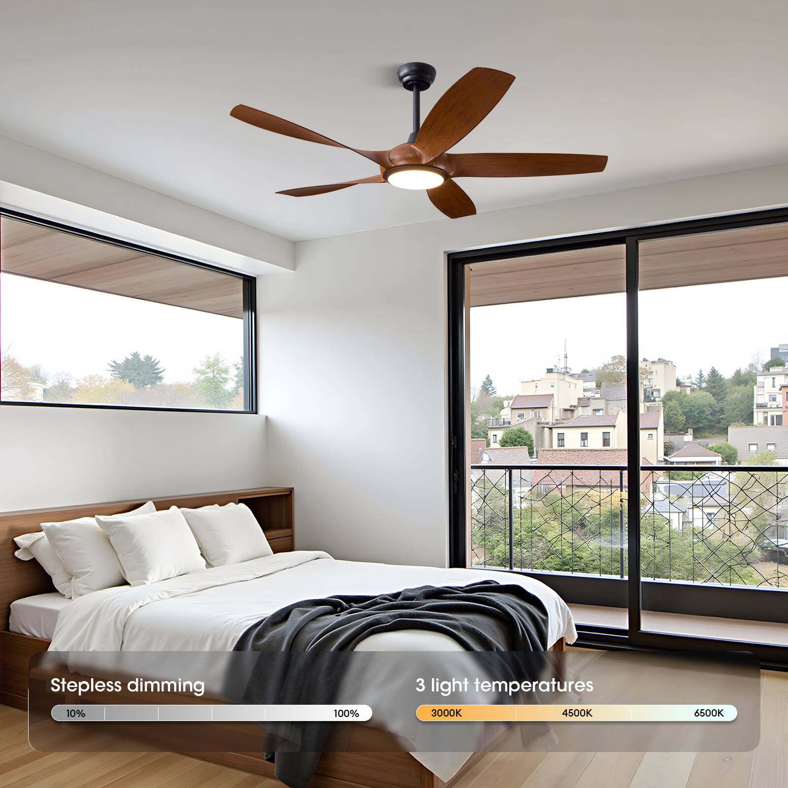 Stepless dimming 10% 100%  
3 light temperatures 3000K 4500K 6500K