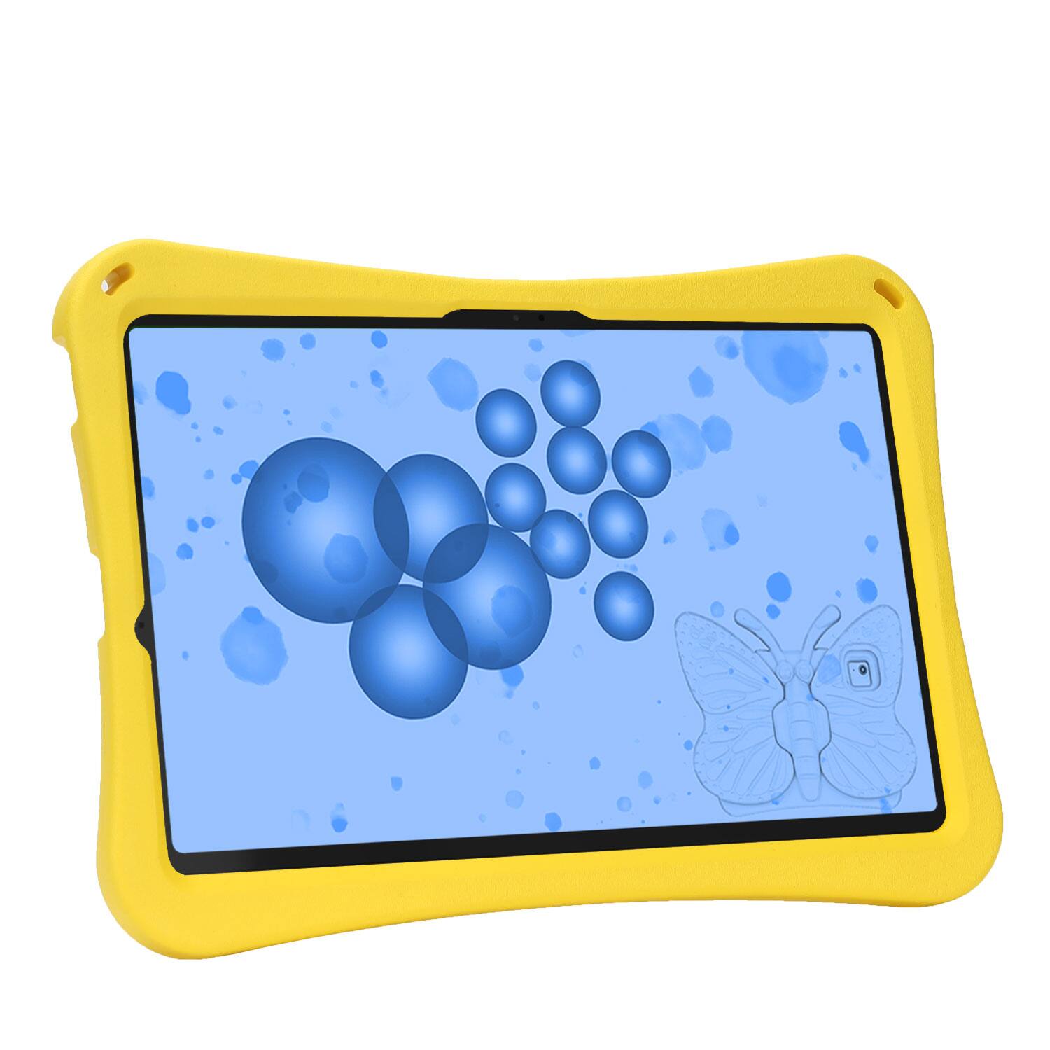 Back. Dteck - Kids Butterfly Case for Samsung Galaxy Tab S9 FE+ 2023 & Tab S9+ & Tab S8+ & S7 FE,3D Cartoon EVA Shockproof Stand Cover - Yellow.