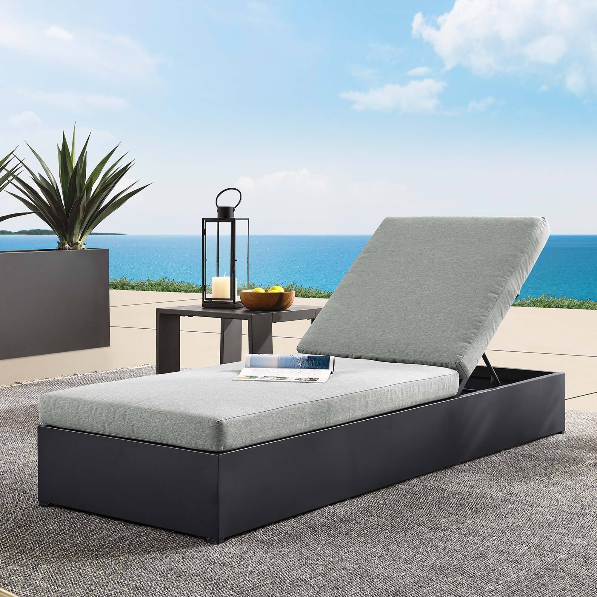 Front. Modway - Tahoe Outdoor Patio Powder-Coated Aluminum Chaise Lounge Chair by Modway - Gray Gray.