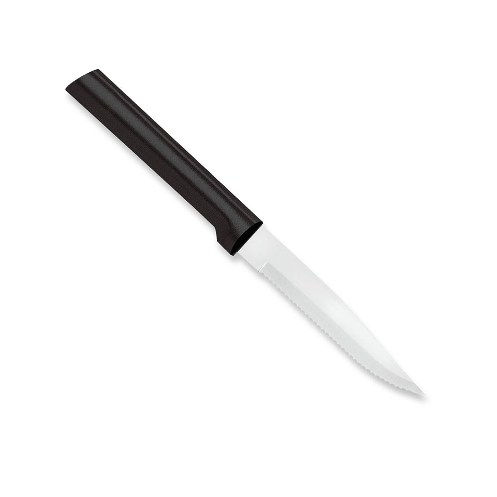 Front. Rada - Cutlery 3.875-Inch Serrated Steak Knife, Black Handle - Black.
